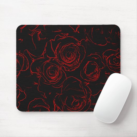Rote Rosen Schwarzer Hintergrund Mousepad (Mit Mouse)