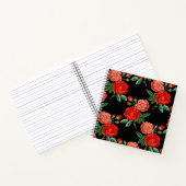 Rote Rosen, schwarzer Hintergrund, Notizblock (Innenseite)