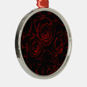 Rote Rosen Schwarzer Hintergrund Ornament Aus Metall (Rechts)