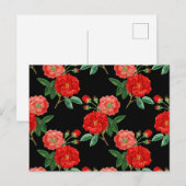 Rote Rosen, schwarzer Hintergrund, Postkarte (Vorne/Hinten)