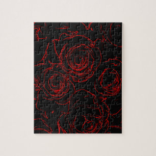 Rote Rosen Schwarzer Hintergrund Puzzle