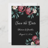 Rote Rosen Schwarzer Hintergrund Script Elegant Save The Date (Vorderseite)