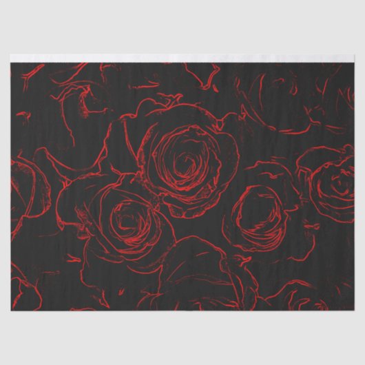 Rote Rosen schwarzer Hintergrund Seidenpapier (Vorderseite)