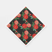 Rote Rosen, schwarzer Hintergrund, Serviette (Ecke)