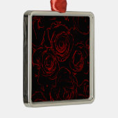 Rote Rosen Schwarzer Hintergrund Silbernes Ornament (Rechts)