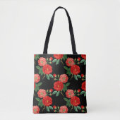 Rote Rosen, schwarzer Hintergrund, Tasche (Vorderseite)