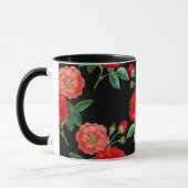 Rote Rosen, schwarzer Hintergrund, Tasse (Links)