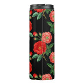 Rote Rosen, schwarzer Hintergrund, Thermosbecher (Rückseite)