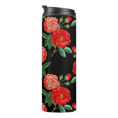Rote Rosen, schwarzer Hintergrund, Thermosbecher (Nach rechts gedreht)