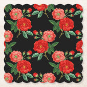 Rote Rosen, schwarzer Hintergrund, Untersetzer (Vorderseite)