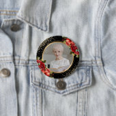 Rote Rosen Schwarzes Gold Foto Button (Beispiel)