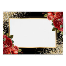 Rote Rosen Schwarzes Gold Konfetti Blumen