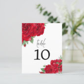 Rote Rosen Script-Hochzeitsskripte Tischnummer (Stehend Vorderseite)