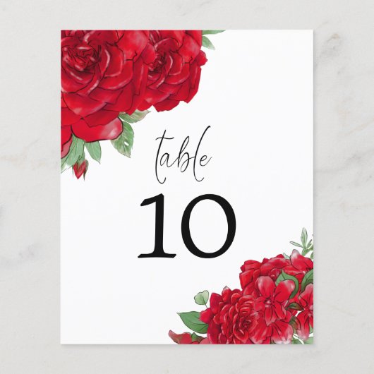 Rote Rosen Script-Hochzeitsskripte Tischnummer (Rückseite)