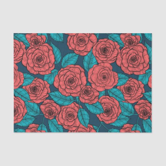 Rote Rosen Seidenpapier (Vorderseite)