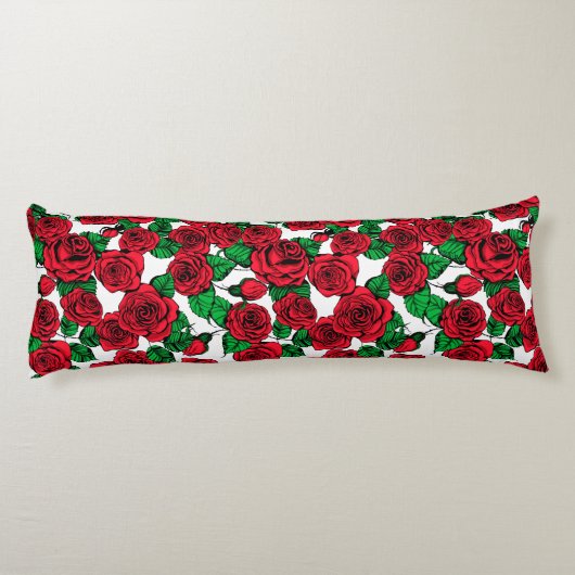 Rote Rosen Seitenschläferkissen (Rückseite)