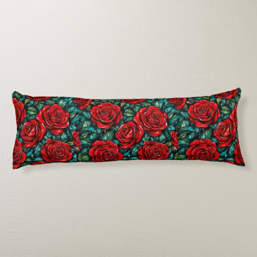 Rote Rosen Seitenschläferkissen (Rückseite)