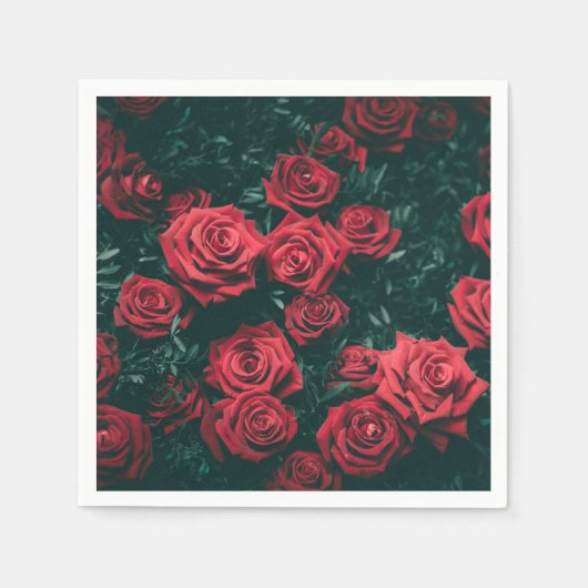 Rote Rosen Serviette (Vorderseite)