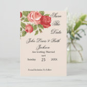Rote Rosen Skript Rettet das Datum | Elegante Blum Save The Date (Stehend Vorderseite)