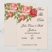 Rote Rosen Skript Rettet das Datum | Elegante Blum Save The Date (Vorne/Hinten)
