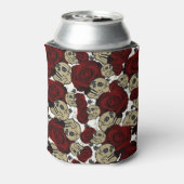 Rote Rosen & Skulls Grau-Weiße Blumengotik Dosenkühler (Kanne Rückseite)