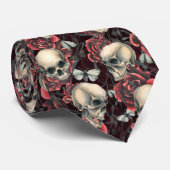 Rote Rosen & Skulls Halloween-Muster Krawatte (Gerollt)