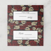 Rote Rosen Skulls Schwarze Flora Gotische Tischnum Platzkarte (Außenseite Aufgefaltet)