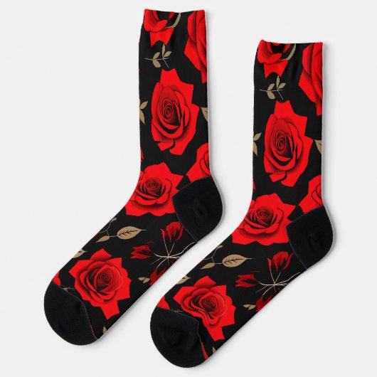 Rote Rosen Socken (Linkes Detail)