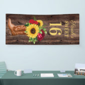 Rote Rosen Sonnenblumen Cowboy Boots Sweet 16 Bann Banner (Messe)