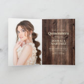 Rote Rosen Sonnenblumen Cowgirl Boots Quinceanera Karte (Innenseite)