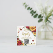 Rote Rosen Sonnenblumen Quinceanera UAWG QR Code Begleitkarte (Stehend Vorderseite)
