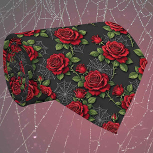 Rote Rosen & Spinnennetze Gothic-Schlips Krawatte