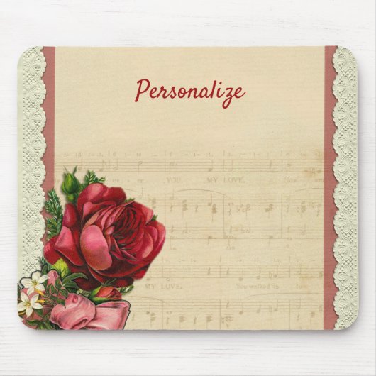 Rote Rosen, Spitzen- und Noten-Personalisierung Mousepad (Vorne)