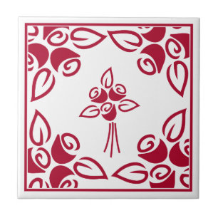 Rote Rosen Square Motif Keramik Tile Fliese