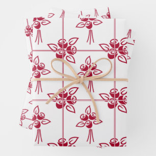 Rote Rosen Square Motif Wrapping Paper Sheet Set Geschenkpapier Set