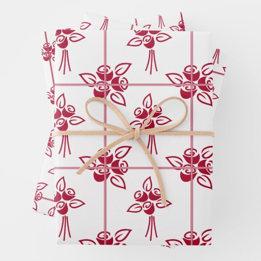 Rote Rosen Square Motif Wrapping Paper Sheet Set Geschenkpapier Set (Beispiel)