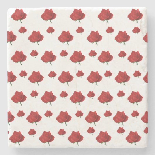 Rote Rosen Steinuntersetzer (Vorderseite)