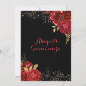 Rote Rosen Stiletto Floral Quinceañera Einladung (Rückseite)