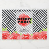 Rote Rosen Streifen Derby Party Mini Alkoholflaschenetikett (Einzelnes Label)