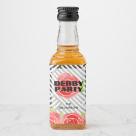 Rote Rosen Streifen Derby Party Mini Alkoholflaschenetikett