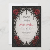 Rote Rosen Sweet 16 Geburtstag Einladung (Vorderseite)