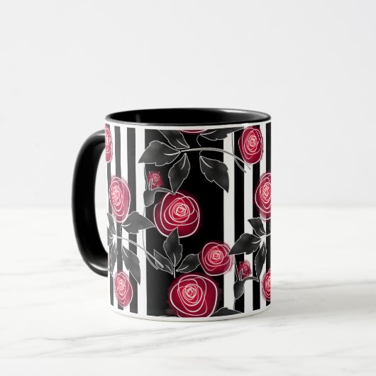 Rote Rosen Tasse (Vorderseite Links)