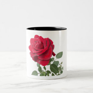 Rote Rosen-Tasse - handgemalt Zweifarbige Tasse