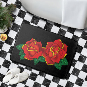 Rote Rosen Tattoo Badematte