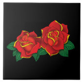 Rote Rosen Tattoo Fliese (Vorderseite)