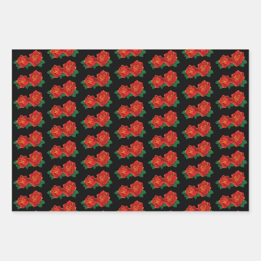 Rote Rosen Tattoo Geschenkpapier Set (Vorderseite 2)
