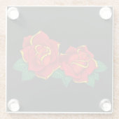 Rote Rosen Tattoo Glasuntersetzer (Rückseite)