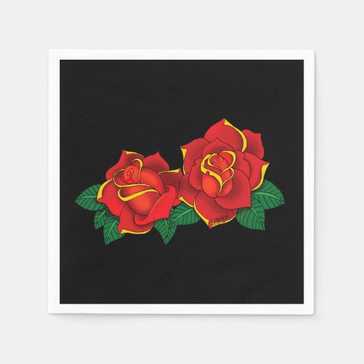 Rote Rosen Tattoo Serviette (Vorderseite)