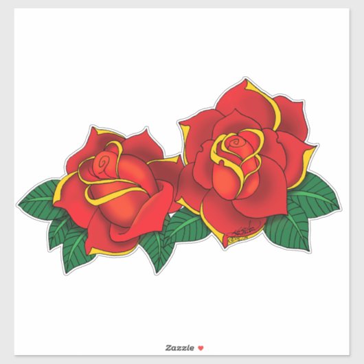 Rote Rosen Tattoos Aufkleber (Blatt)