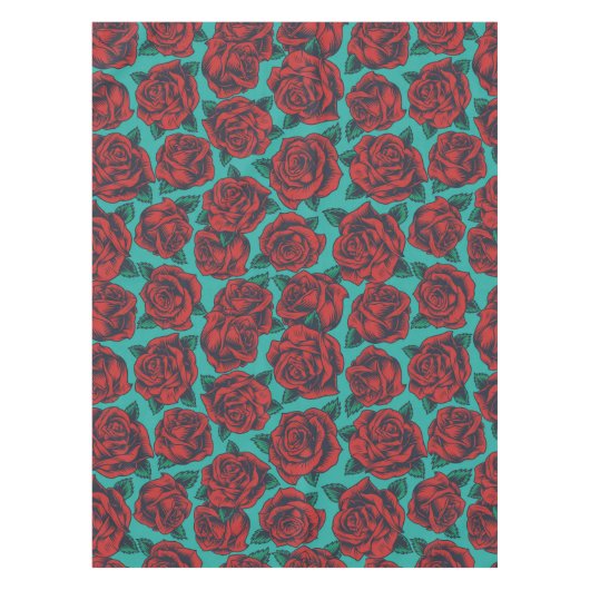 Rote Rosen Tischdecke (Vorderseite)